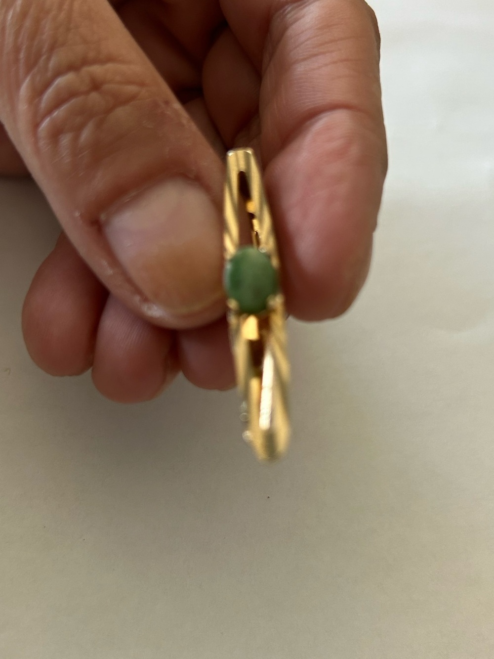 Vintage 1920’s tie clip with jade stone